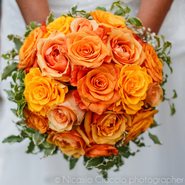 bouquet sposa rose arancio