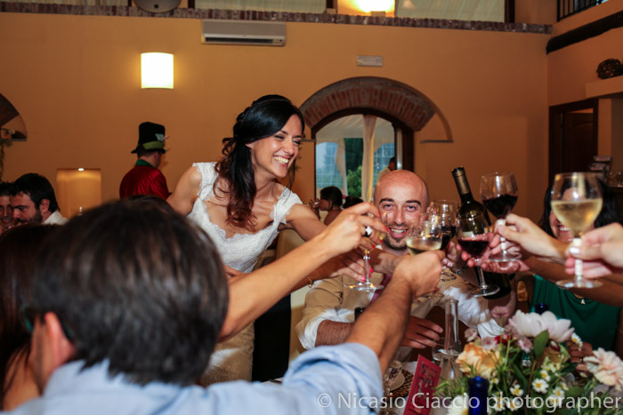 brindisi durante il ricevimento presso matrimonio Golf Club San Vito a Gaggiano