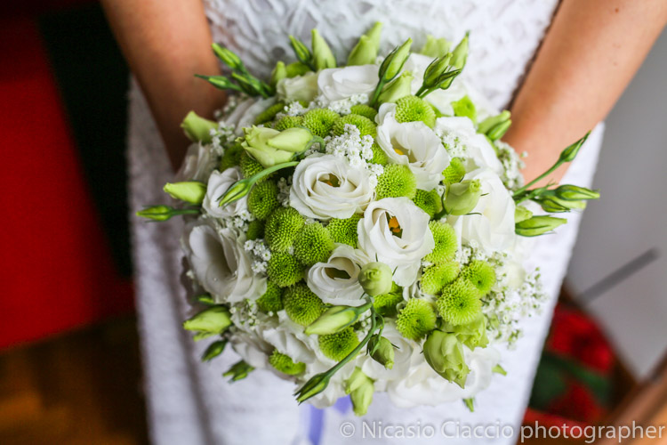 bouquet sposa bianco e verde